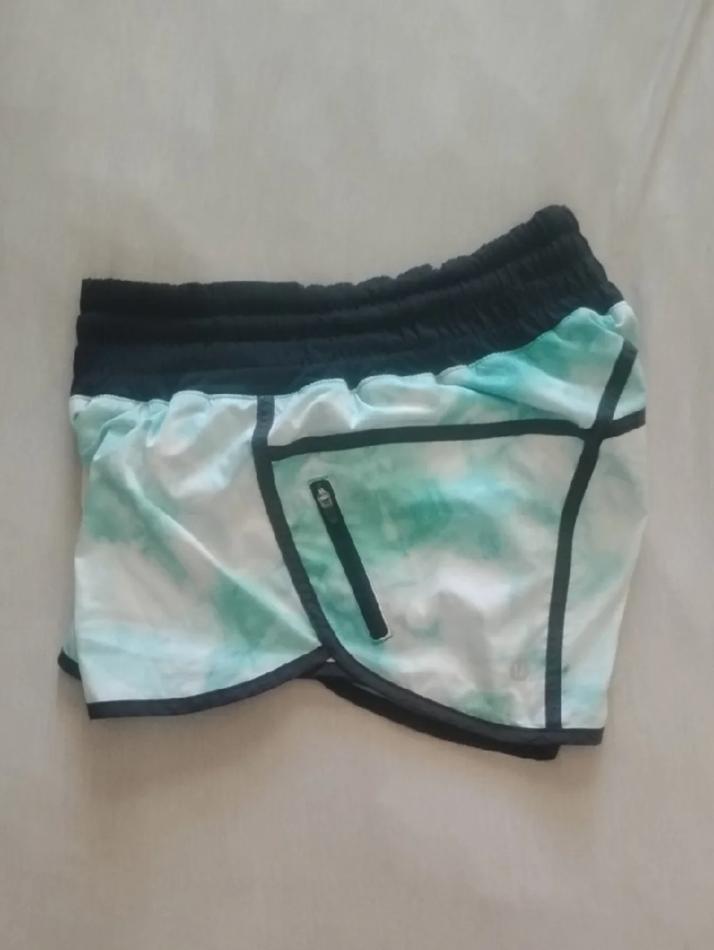 lululemon athletica Mint Tie-Dye Running Shorts with Black Trim